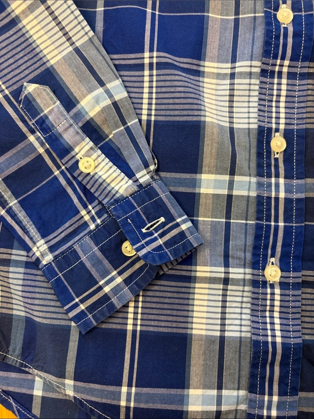 Ralph Lauren Navy and White Plaid Button-Down Shirt - size 7